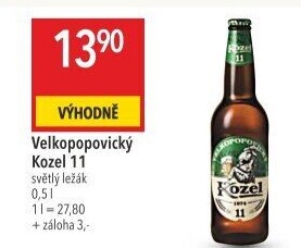 Pivo světlý ležák 11° Medium Velkopopovický Kozel