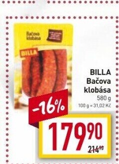 Bačova klobása Billa