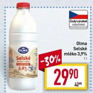 Mléko čerstvé selské Olma - 3,9% plnotučné