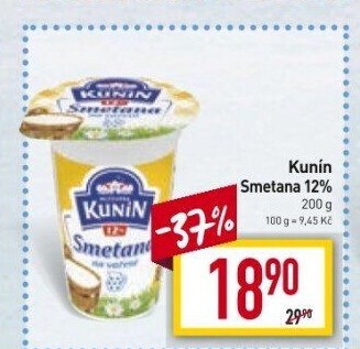 Smetana na vaření Kunín 12%