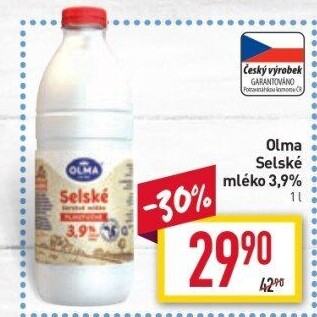 Mléko čerstvé selské Olma - 3,9% plnotučné