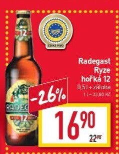 Pivo světlý ležák 12° Ryze hořká Radegast