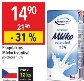 Mléko trvanlivé Pragolaktos- 1,5% polotučné