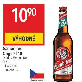 Pivo světlé výčepní Originál 10° Gambrinus