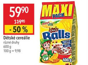 Cereálie Čokoládové kuličky Balls Bonavita