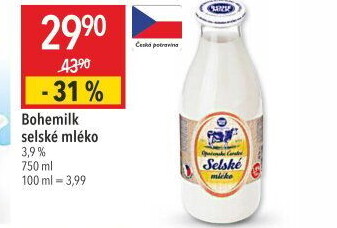 Mléko čerstvé selské Bohemilk - 3,9% plnotučné