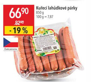 Párky kuřecí lahůdkové DZ Klatovy