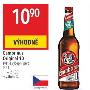 Pivo světlé výčepní Originál 10° Gambrinus