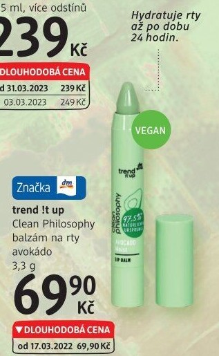 Balzám na rty Clean Philosophy Vegan trend IT UP