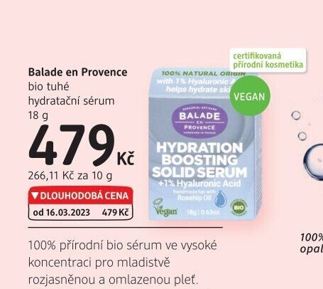 Pleťové hydratační sérum tuhé bioBalade en Provence