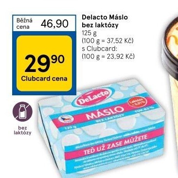 Máslo bez laktózy DeLacto