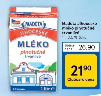 Mléko trvanlivé Jihočeské Madeta - 3,5% plnotučné