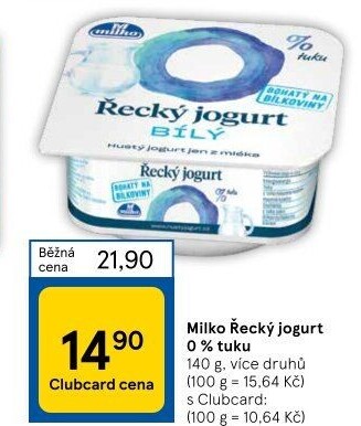 Ochucený jogurt řecký 0% Milko
