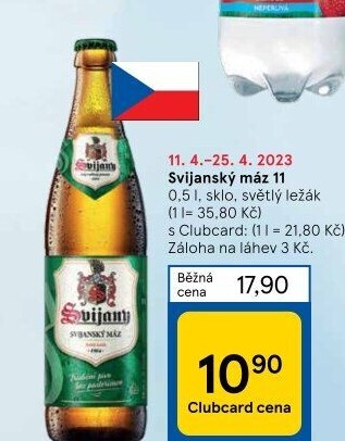 Pivo světlý ležák 11° Svijanský Máz Svijany