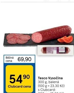 Salám Vysočina Tesco