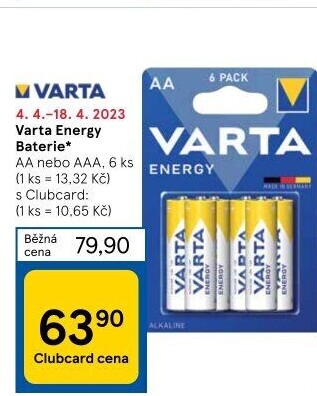 Baterie alkalické Energy Varta