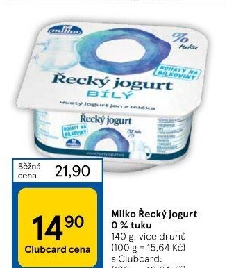 Ochucený jogurt řecký 0% Milko