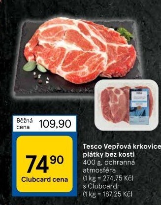 Vepřová krkovice bez kosti Tesco