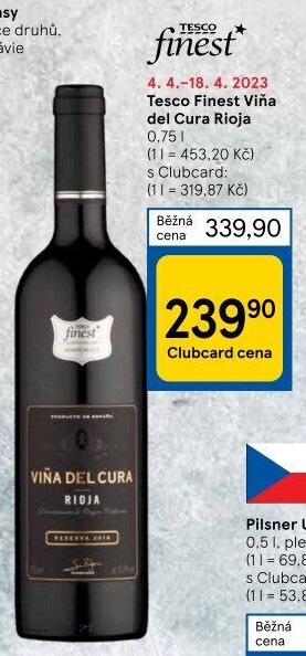 Víno Vińa del Cura Reserva Rioja Tesco Finest