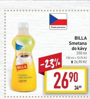 Smetana do kávy Billa