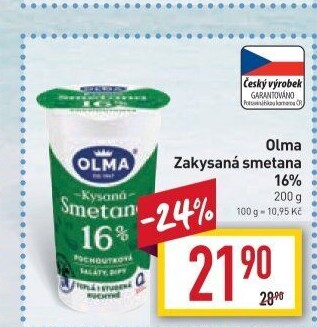 Smetana zakysaná Olma 16%