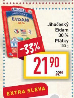 Sýr Eidam Jihočeský 30% Madeta