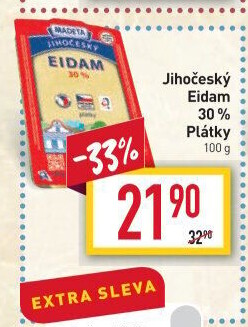 Sýr Eidam Jihočeský 30% Madeta