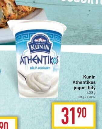 Bílý jogurt řeckého typu Athentikos Kunín