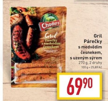 Grilovací párečky s medvědím česnekem Beskydské uzeniny Chodura