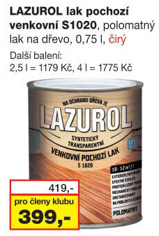 Venkovní pochozí lak Lazurol