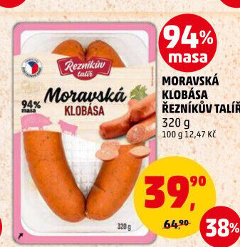 Moravská klobása Řezníkův talíř