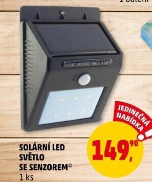 LED solární světlo se senzorem pohybu