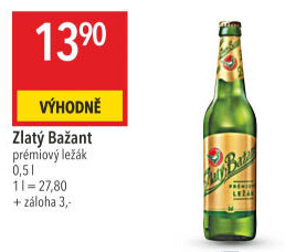 Pivo světlý ležák 12° Zlatý Bažant