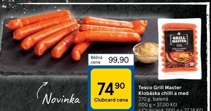Grilovací klobásy chilli a med Grill Master Tesco