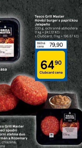 Hovězí burger Jalapeňo Grill Master Tesco