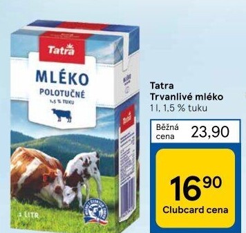 Mléko trvanlivé Tatra - 1,5% polotučné