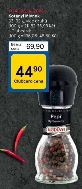Mlýnek s kořením Kotányi