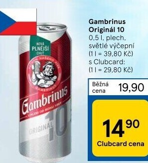 Pivo světlé výčepní Originál 10° Gambrinus