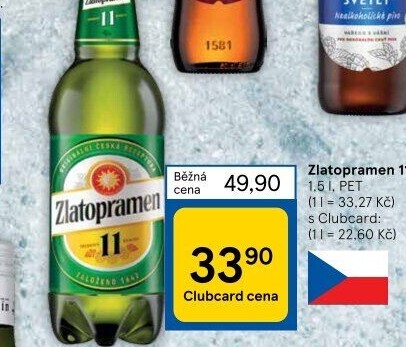 Pivo světlý ležák 11° Zlatopramen