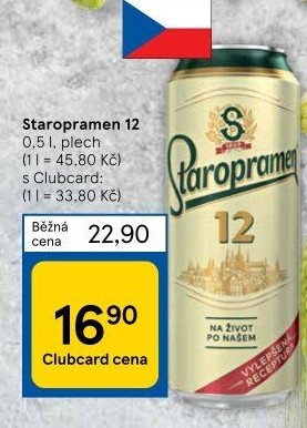 Pivo světlý ležák 12° Staropramen