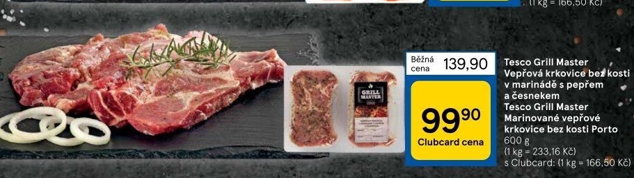 Vepřová krkovice marinovaná bez kosti Porto Grill Master Tesco