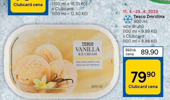 Zmrzlina ve vaničce Tesco