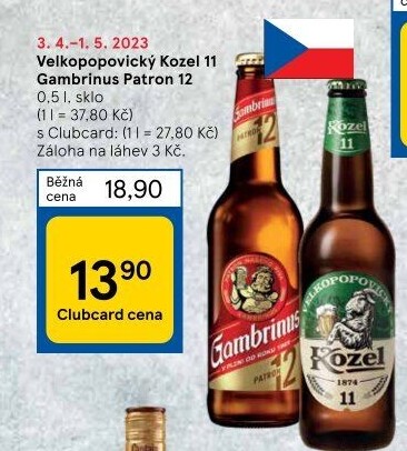Pivo ležák 11° Velkopopovický Kozel