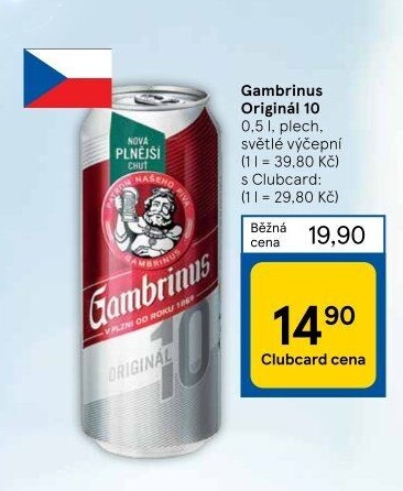 Pivo světlé výčepní Originál 10° Gambrinus