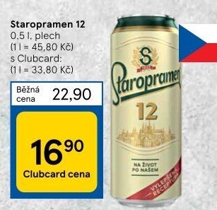 Pivo světlý ležák 12° Staropramen