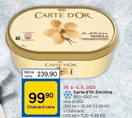 Zmrzlina ve vaničce Carte D'