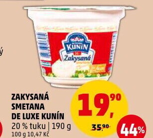 Zakysaná smetana de luxe Kunín 20%