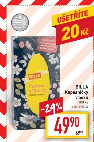 Kapesníčky papírové 4vrstvé Billa - box