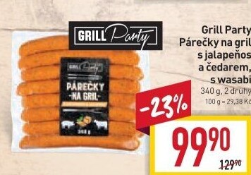 Párečky s jalapeňos a čedarem Grill Party