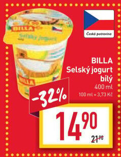 Bílý jogurt selský Billa